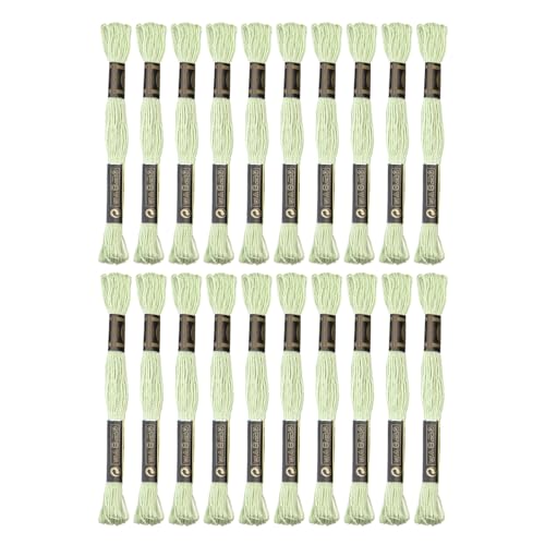 24 Skeins Embroidery Cotton Floss is 100% Egyptian Long Fiber Cotton of 8.75yds Each Cotton Cross Stitch Thread for Hand Embroidery DIY Creation and Friendship Bracelet String. (24, Light Green) - color: Light Green