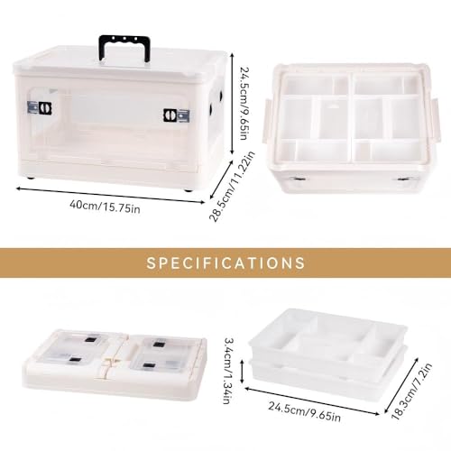 2-Tier Medicine Organizer - 30qt Plastic Foldable Storage Box with Handle - color: Foldable-30qt