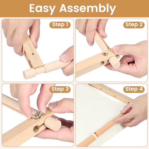 kjcbkcb Embroidery Scroll Frame, Wooden Cross Stitch Frame with Clips, Rotated Needlepoint Embroidery Tapestry Scroll Frame, Adjustable Needlepoint Stretcher Frame for Embroidery（12 x 21inch）