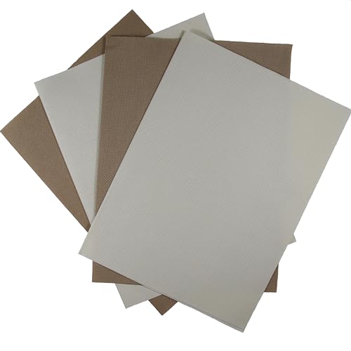KCS 4/6 pc of 12" x 18" 30cmx45cm 16CT Counted Cotton Aida Cloth Cross Stitch Fabric (Cream+Khaki, 4 pc) - color: Cream+khaki, size: 4 pc
