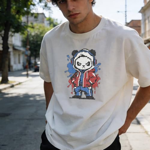 ANATTASOUL Hip-hop Pandas 11.6"x8.2" Animal Rhinestone Iron on Patches - style: Hip-hop Pandas