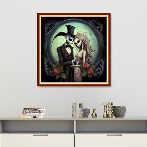 Dooxvey Cross Stitch Kits for Adult Beginners - Full Range of Stamped Kits, Needlepoint & Embroidery Kits - 11CT Cross Stitch Patterns - Skeleton Couple - 18x18 inch - color: Manual Arts 14