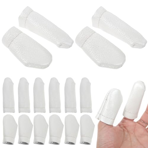 SHINEOFI Felt Finger Cots 20 Pack Leather Finger Protectors for Sewing Guards for Knitting Embroidery Felting Flexible Breathable Covers for DIY Crafts 2.36 X 1.18 X 0.19 in