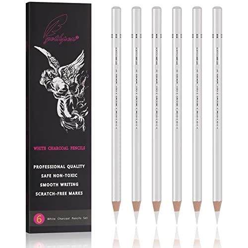 GETHPEN White Charcoal Pencils Set, Sketch High-light Pencils, 6 Pieces - color: White, size: 6 Count (Pack of 1)