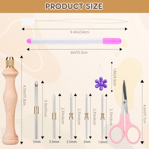 Punch Needle Tool with 5 Needles and Storage Box,Adjustable Needle Punch - color: Pink, size: 1 Set