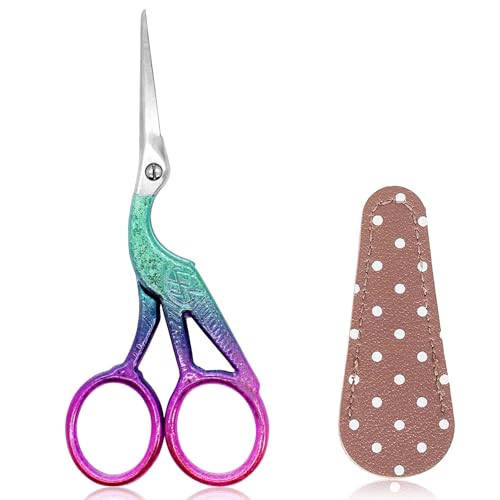 BIHRTC 4.5Inch Small Sewing Crochet Scissors Sharp Tip Stainless Steel - color: Green Purple, size: 4.5inch