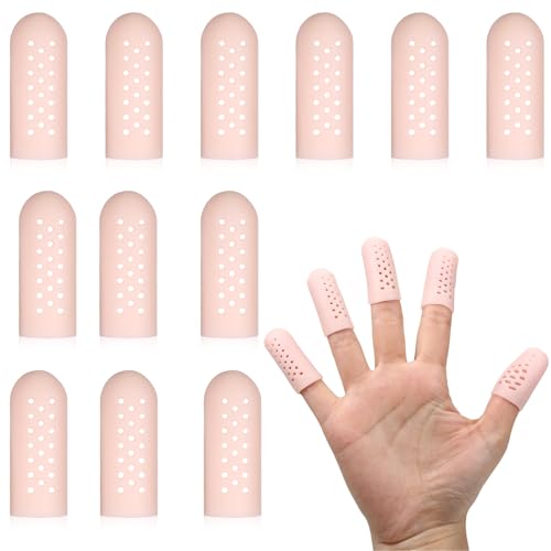 12 Pcs Gel Finger Cots with Air Holes, Breathable Silicone Finger Protector