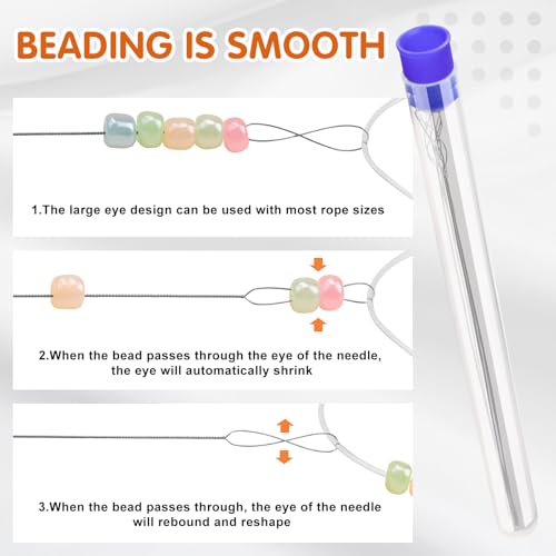 UOOU 6 Pcs Beading Needles, Collapsible Big Eye Bead Needles - style: 0.6 x 130 mm