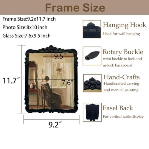 Vintage Picure Frames 8x10 Antique Black Gothic Picture Frames for Tabletop and Wall Mount Ornate Victorian Home Decor Gallery Wall Decor(8x10 inch) - color: Black, size: 8x10