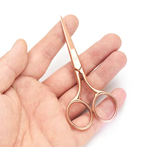 Multicolor Professional Grooming Scissors for Facial Hair Removal - color: Rose Gold