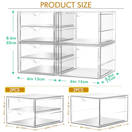 caktraie Acrylic 6-Drawer Office & Makeup Storage Organizer,Desk - size: 6 Drawers