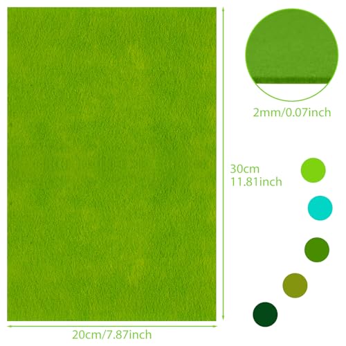 NEBURORA 20 Pcs 2mm Thick Stiff Felt Sheets for Crafts Sewing(Green Series) - color: Green