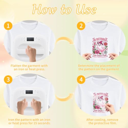 20 Pcs Halloween Breast Cancer Awareness Iron on Transfers for T Shirts - color: Pink Ghost