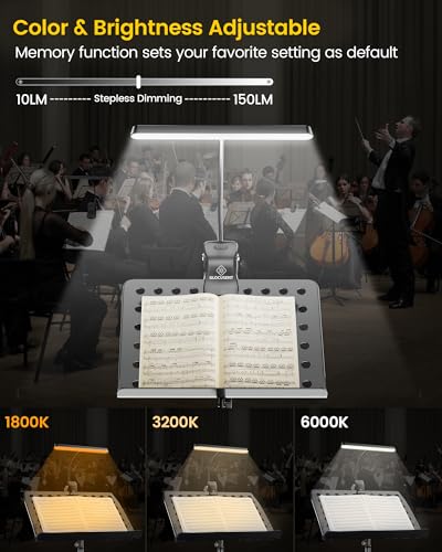 Glocusent Rechargeable Music Stand Light, 11.2” Wide Piano Light - color: Black