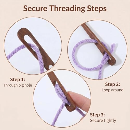 Leewoth 6pcs Nalbinding Needle, Wood Multipurpose Large Two-Eyed Yarn Needles for Weaving/Knitting Handmade Binding Tool
