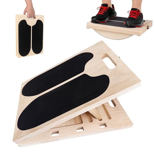 ZALL Slant Board Balance Board 2-in-1 Wooden Adjustable Calf Stretcher