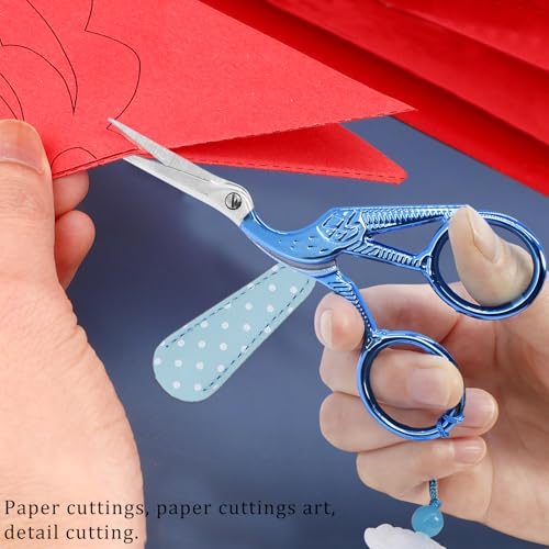 BIHRTC 4.5Inch Little Sewing Scissors Crane Shears with Cover Tassel Stainless Steel Scissor for Crafting Embroidery Needlework DIY Daily Use - size: 4.5inch, style: Style 1790J