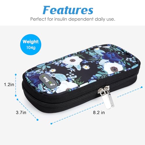 YOUSHARES Insulin Cooler Travel Case - Portable Refrigerated Medicine Case for Insulin Pen, Medication and Diabetic Supplies with 2 TSA Approved Ice Pack - color: Silver Lotus