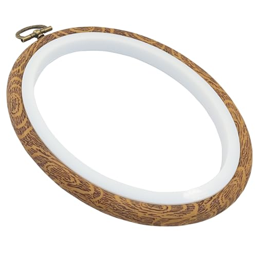 Marvexi 5Pcs Oval Embroidery Hoops 4.3"x5.3", Vintage Cute Faux Wood - style: 4.3" x 5.3"