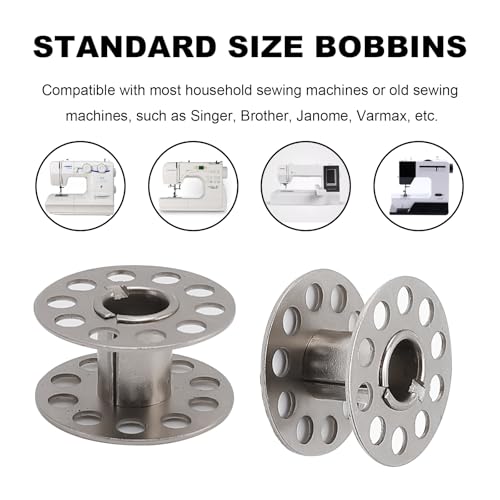 Metal Sewing Machine Bobbins, Compatible with Singer, Brother, Janome