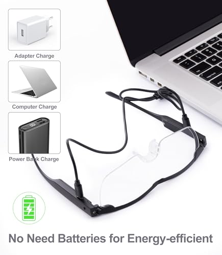 OKH 160% Bright LED Readers Glasses Lighted led Magnifying Eyewear Strong Magnifying Glasses with Light for Close Work Reading