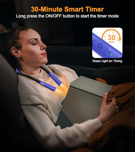 Gritin Book Light, Eye Caring 4-Color&5-Brightness Neck Light Reading Light - color: Dark Blue, size: Upgraded