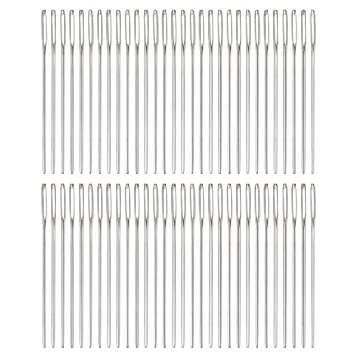 HARFINGTON 60Pcs Large Eye Blunt Needles 2" Tapestry Needle Yarn Sewing Knitting Weaving Needle Stainless Steel for Crochet Projects - size: 2"