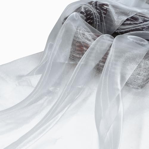 Manyshofu Silver Organza Fabric by The Yard, 60 Wide (10 Yard) - color: Silver, size: 10 Yard