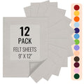 IONTACH 9" X 12" Felt Fabric Sheets 1.6mm Thick (12 Packs, Light Grey) - color: Light Grey