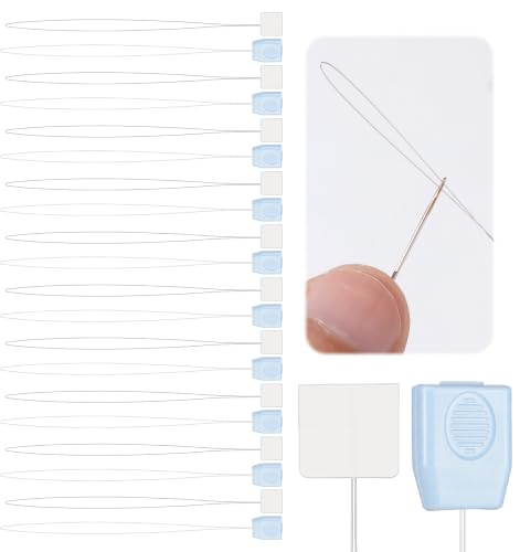 12 PCS Punch Needle Threaders, 7.87 Inch Long Needle Threader for Embroidery Floss, Easy Threading for Punch Needles Tool, Yarn & Cross Stitch Sewing Accessories (Green & White)