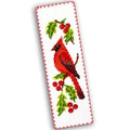Povitrulya Cardinal - Counted Cross Stitch Bookmark Kit - DIY Embroidery Set - Hand Made Gift for Adultss with a Redbird Sitting on a Christmas Mistletoe - color: Cardinal