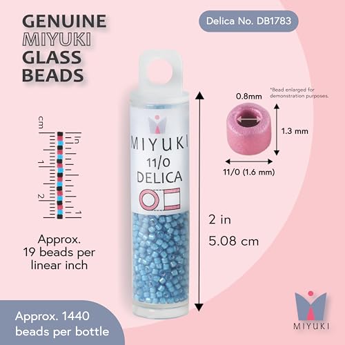 Miyuki Delica Seed Beads - color: DB1783 - White Lined Capri Blue