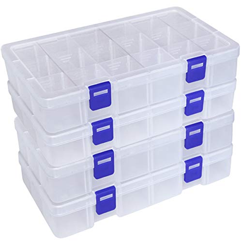 DUOFIRE Plastic Organizer Storage Box, Adjustable Divider 18 Grids, 4 Pack - color: White, size: 18Grid-4pcs