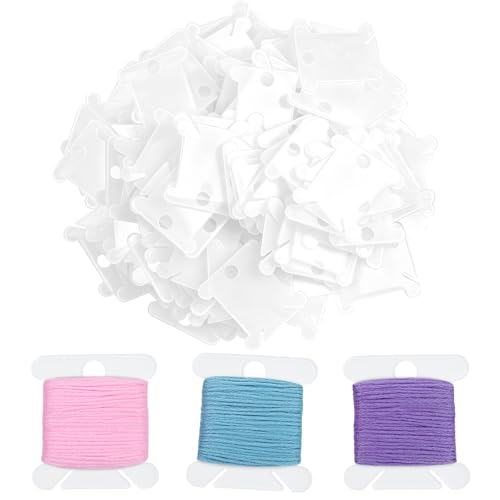 LOKUNN Embroidery Floss Bobbins 100 PCS Embroidery Floss Organizer - color: Transparent*100