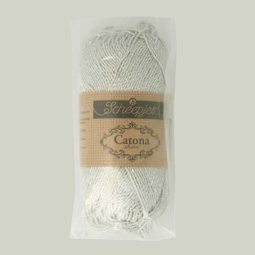 Scheepjes Catona Shine Cotton Yarn 50 g - Light Silver 172-S - color: 172-S Light Silver - Silver