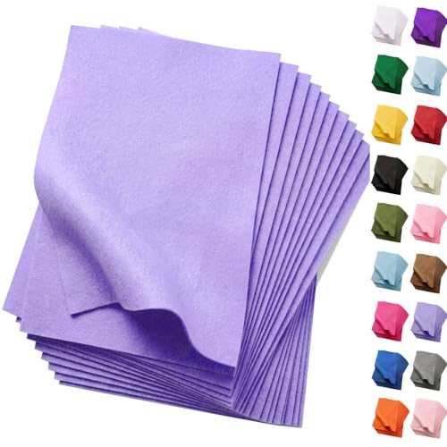 Soft Lavender Felt Fabric Sheets for Crafts 8 x 12 Inch 20 Pcs 1.6mm Thick - color: Lavender
