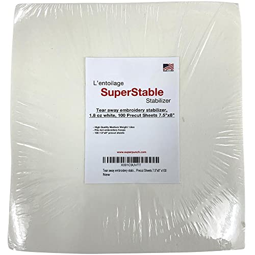 Superpunch Soft Tear Away, 1.8 oz, White, 7.5 x 8 in, 100 Pieces - size: 100 pre-cut pieces 7.5" x 8"