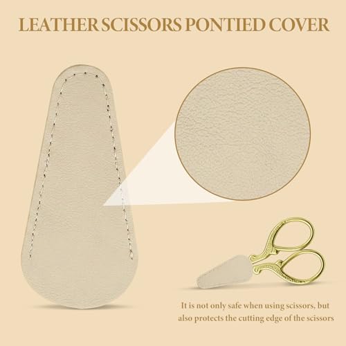 3 PCS Small Sharp Embroidery Scissors, Gold Stork Needlepoint Thread Snips with Cover, Yarn Scissors for Crocheting & Sewing
