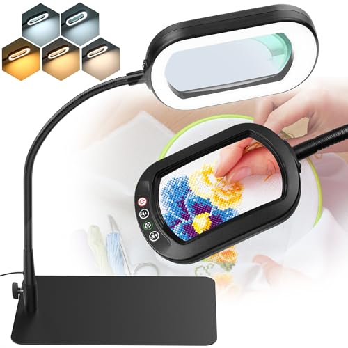 12X Magnifying Glass with Light and Stand, Rectangular Glass Lens - color: Black