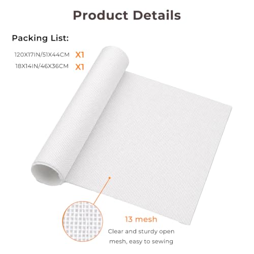 Needlepoint Canvas,13-Mesh, Pure Cotton Embroidery Blank Cloth