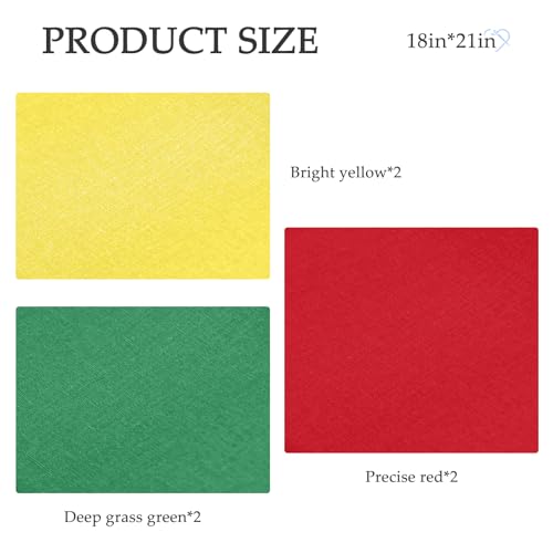 6 Pcs 18 x 21 Inches Cotton Fabric Precut Quilting Fabric Bundles Solid Colors Quilt Material for DIY Craft Sewing Embroidery (Green Yellow Red) - color: Green Yellow Red