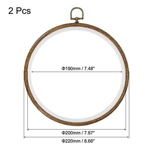 MECCANIXITY Embroidery Hoop Frame 8 Inch Round Imitated Wood Circle Cross-Stitch Ring for Art Craft Sewing Ornament, Pack of 2 - size: 8"