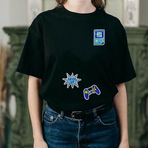 8PCS Video Game Iron On Patches, Blue Gaming Embroidery Appliques - color: Video Game