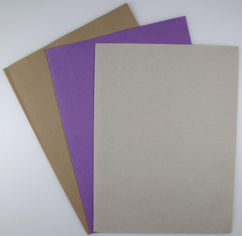 KCS 3 pc of 12" x 18"(30cmx45cm) 18CT Counted Cotton Aida Cloth Cross Stitch Fabric (Pearl Grey+Khaki+Lavender) - color: Pearl Grey+khaki+lavender