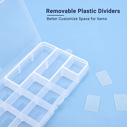 Bead Organizer Box, 2PCS 15 Compartment Craft Storage Container with Removable Divider, Plastic Empty Case for Jewelry Rhinestone Charms Crystal Press On Fake Nail, Hair Stuff Small Accessory - color: 2PCS-Blue Buckle & Red Buckle, size: Small-6.7” x 3.7“