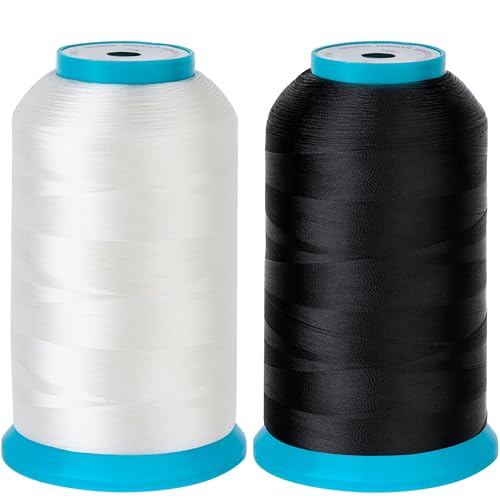 New brothread 2×5000M(5500Y) Huge Spools of Bobbin Thread- White&Black - color: BLACK+WHITE