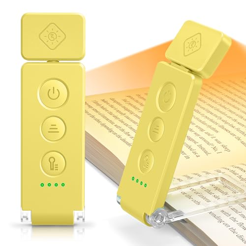 Glocusent Eye-Caring 12 LED Book Light, Compact Rechargeable Reading Light - color: Yellow