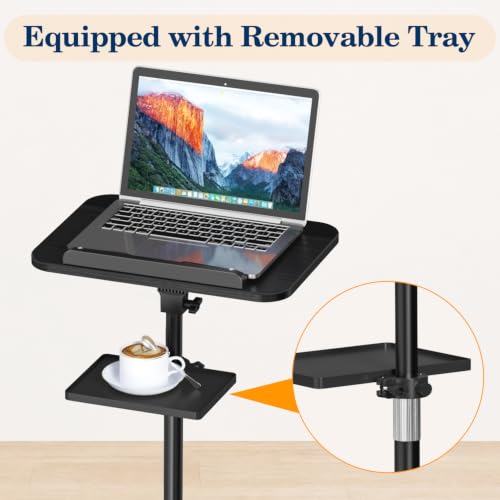 Snughome Floor Book Stand with Tray, Height Adjustment 21"-51", Black - color: Black