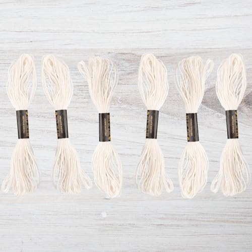Embroidery Floss Pack – 6 Skeins, 8.7 Yards Each – Cream Embroidery Floss for Needlework, DIY Bracelets, Crafting, Weaving - color: Cream