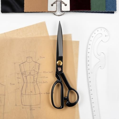 10" Left-Handed Fabric Scissors, High Carbon Steel - size: Left-hand 10 inch